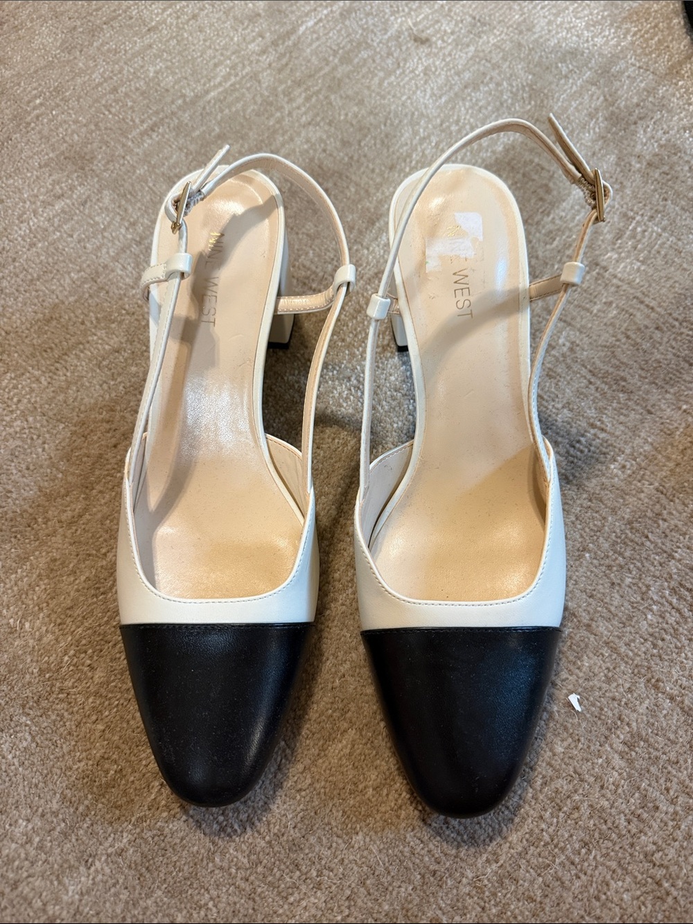 Nine West Two-Tone Slingback Pumps in White and Black